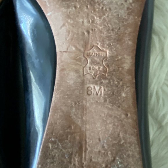 ory Burch Black Square Toe Gold Logo Patent Sz 8 - Picture 8 of 8